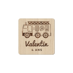 Magnet en bois camion de pompier