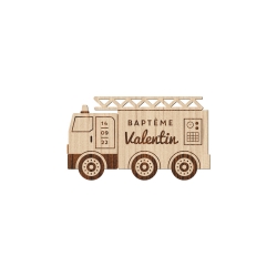 Magnet en bois camion de pompier 2