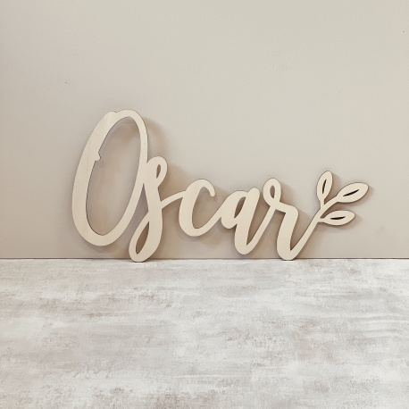 Enseigne pr&eacute;nom en bois calligraphie d&eacute;coration enfant
