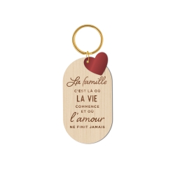 Porte-clés personnalisé en bois prénoms de famille