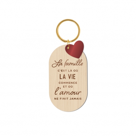 Porte-clés personnalisé en bois prénoms de famille