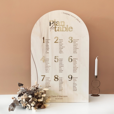 Plan de table en bois personnalisé mariage