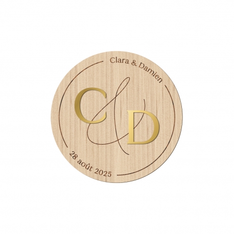 Magnet en bois mariage à personnaliser, cadeaux d'invités tendances