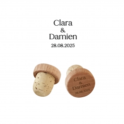 Bouchon de bouteille personnalisé mariage minimaliste