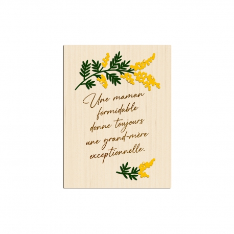 Cadeau original mamie, affiche en bois mimosa