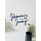 Enseigne prénoms personnalisée style néon, coloris bleu foncé