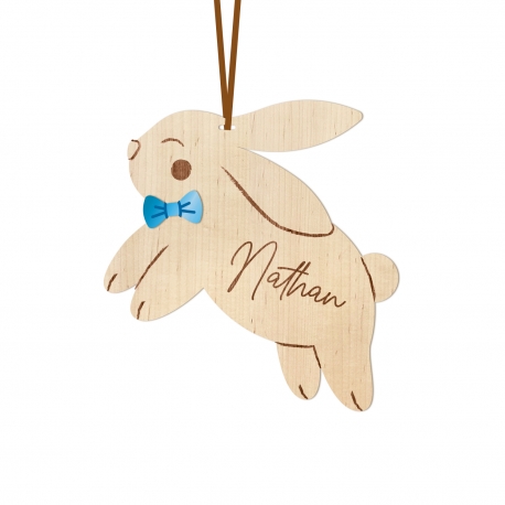 Suspension personnalisée lapin en bois