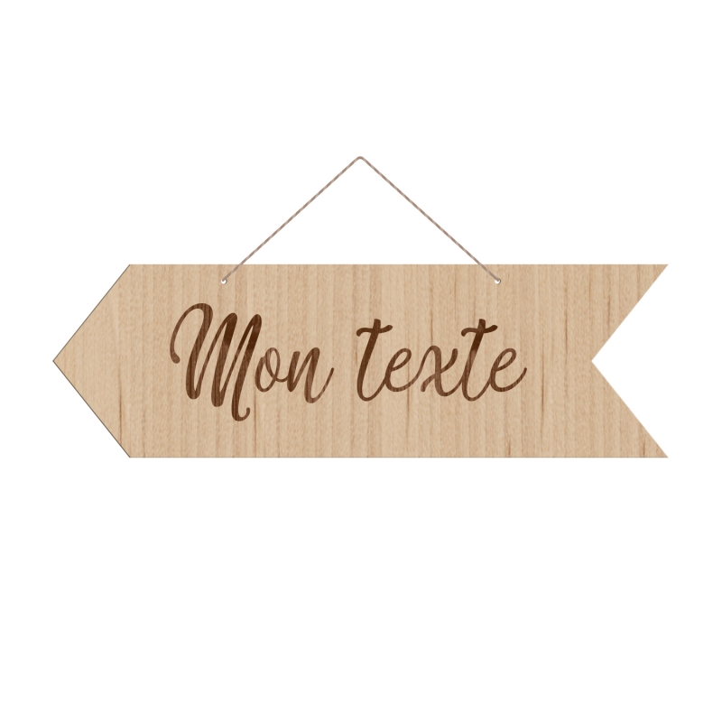 Panneau directionnel fl&egrave;che en bois personnalisable texte sur-mesure