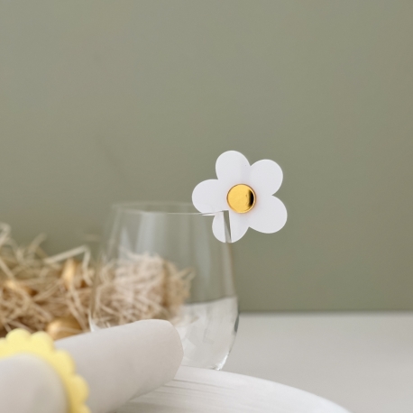 Rondelle de verre fleur marguerite
