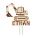 Cake topper personnalisé anniversaire engins de chantier