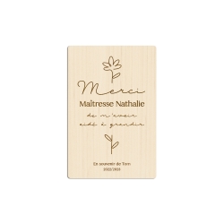 Carte postale en bois Merci Maîtresse/Maître