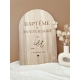 Panneau d'accueil en bois personnalisé style minimaliste, prénom plexiglas