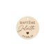 Étiquette ronde en bois calligraphie et coeur