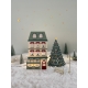 Village miniature de Noël artisanale, banc plexi lin