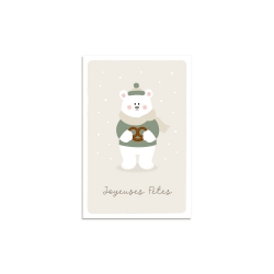 Carte de voeux de Noël Gaston l'ourson gourmand