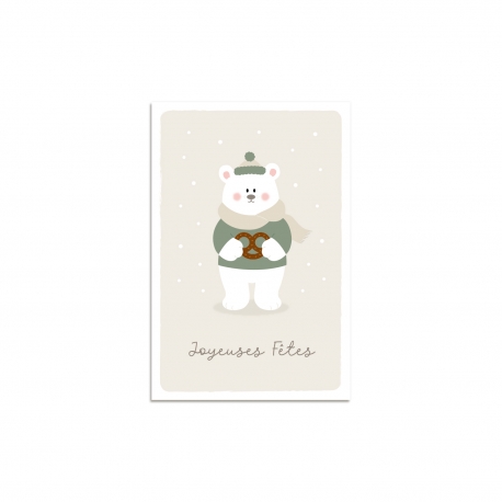 Carte de voeux de No&euml;l Gaston l'ourson gourmand