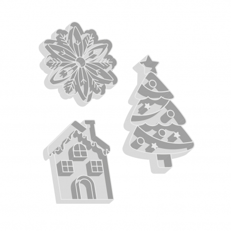 Emporte-pi&egrave;ces de No&euml;l, chalet, sapin et flocon