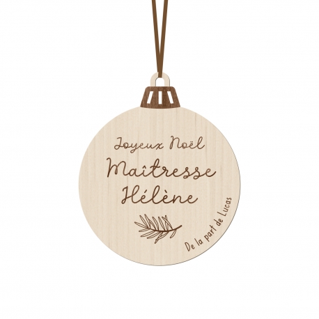 Boule de No&euml;l personnalis&eacute;e, cadeau ma&icirc;tresse