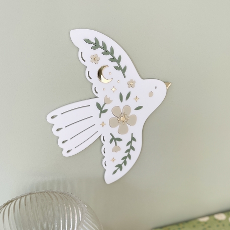 Colombe en fleurs, d&eacute;coration murale tendance et design
