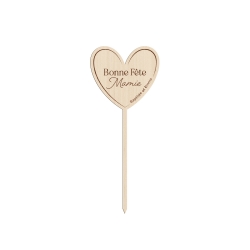 Pique pour plante coeur Bonne fête Mamie
