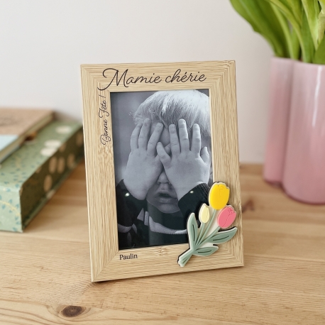 Cadre photo en bois &agrave; personnaliser, cadeau mamie