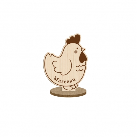 Marque-place en bois personnalisé poule