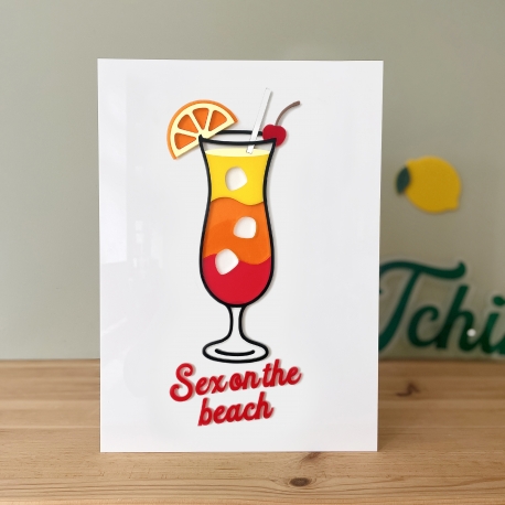 Affiche en plexiglas cocktail Sex on the beach, collection apéro