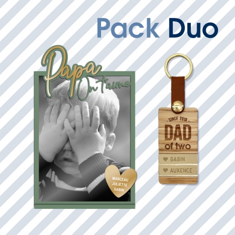 Pack cadeaux F&ecirc;te des P&egrave;res - Cadre photo et porte-cl&eacute;s