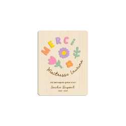 Carte de voeux en bois Fleurs en fête