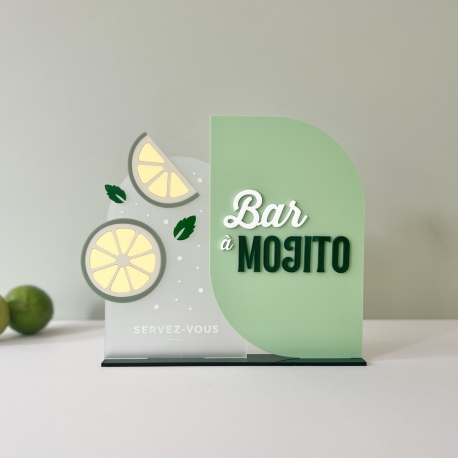 Panneau cocktail original sur socle, bar &agrave; Mojito
