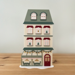 Mini monde de Noël, Maison de Noël colorée et son café