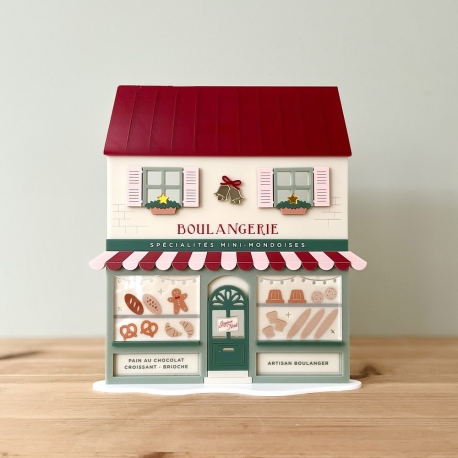 La boulangerie de No&euml;l, village miniature en plexiglas