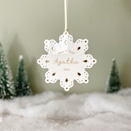 Boule de No&euml;l chic &agrave; personnaliser, flocon plexiglas