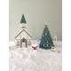 Village miniature de Noël plexiglas, décor artisanal
