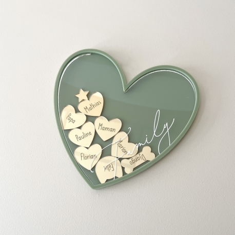 Décoration murale personnalisée famille, coeur à suspendre