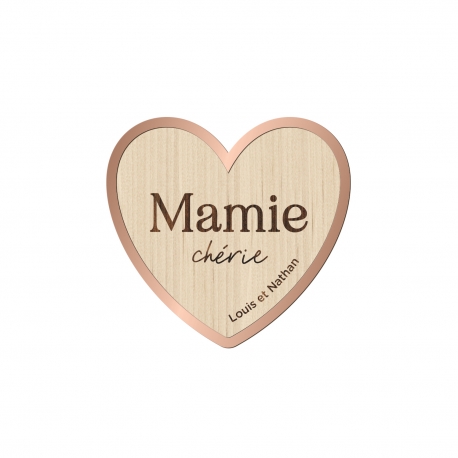 Magnet coeur personnalis&eacute;, cadeau Mamie