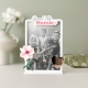 Joli cadre photo fleur rose à personnaliser, cadeau grand-mère