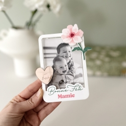 Magnet dessin photo à personnaliser anémone, cadeau grand-mère