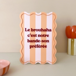 Affiche plexiglas colorée avec rayures, citation originale famille joie