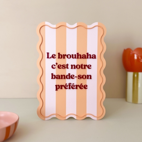 Affiche plexiglas colorée avec rayures, citation originale famille joie