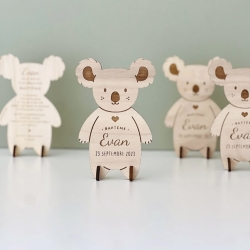 Faire-part baptême original, invitation baptême koala