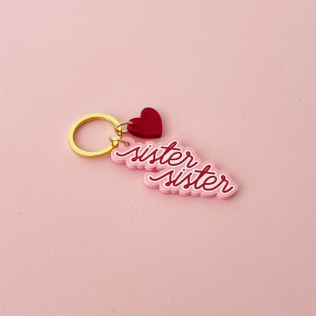 Porte-clé original message sister sister, grigri porte-bonheur coloré