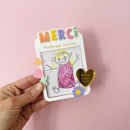 Magnet personnalis&eacute; dessin, cadeau fin d'ann&eacute;e scolaire ma&icirc;tresse nounou