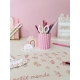 Pot à crayons enfant rose à personnaliser, bureau girly