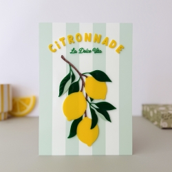 Affiche en plexiglas à rayures Citronnade, thème Dolce vita