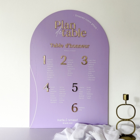 Plan de table personnalisé mariage couleur