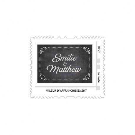 Timbre poste personnalisé pour votre mariage vintage