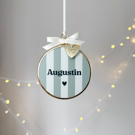 Boule de No&euml;l personnalis&eacute;e, boule de No&euml;l ray&eacute;e vert