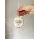 Boule de Noël artisanale en plexiglas, motif rayures beige