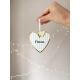 Boule de Noël coeur personnalisé, motif vichy sauge